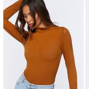 Rust semi-sheer long sleeve shirt